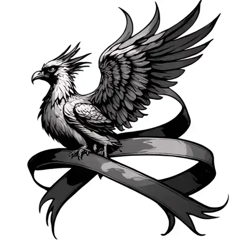 Ribbon With Phoenix Rising From The Ashes