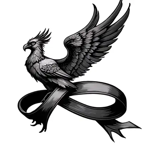 Ribbon With Phoenix Rising From The Ashes