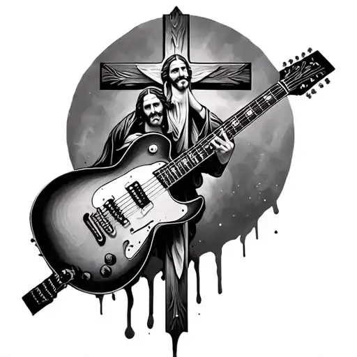 Guitar And Jesus Cross
