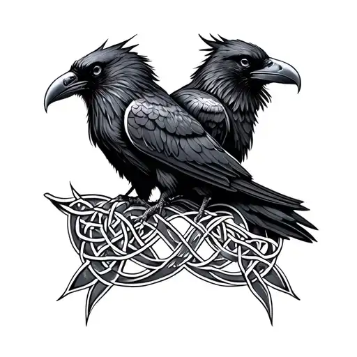 Two Celtic Ravens Intertwined Within