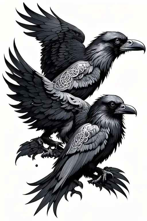 Two Celtic Ravens Intertwined Within