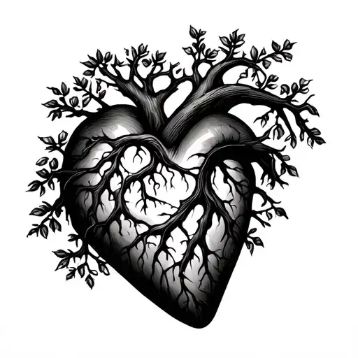 Heart With Tree Growing Out Of It Symbolizing Family
