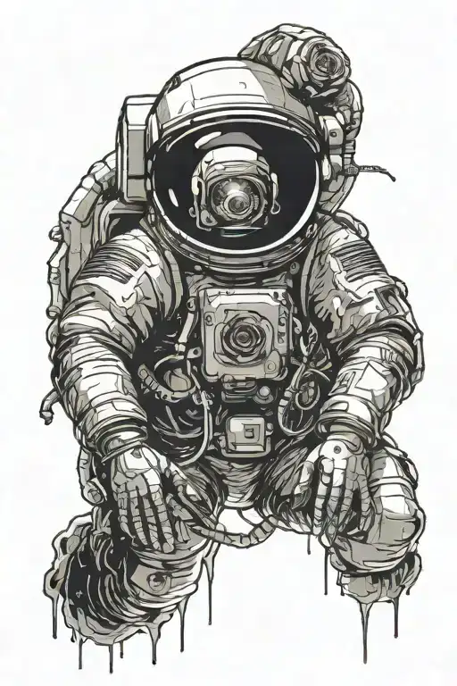 Rose And All Seeing Eye Looking Sad Astronaut Lost In Space