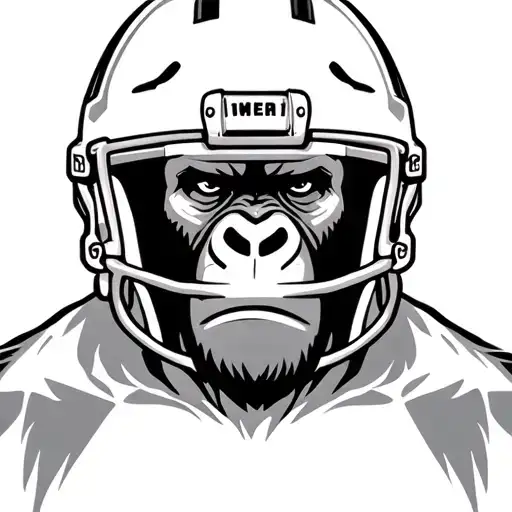 Traditional American Gorilla Wearing Football Helmet No Facemask