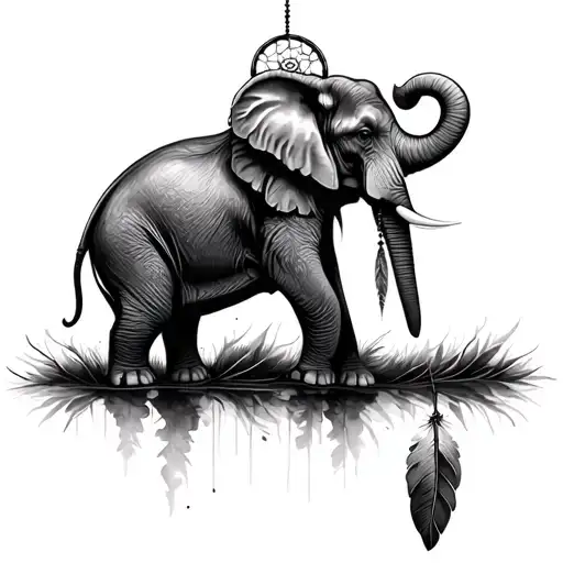 An Elephant Holding A Dream Catcher