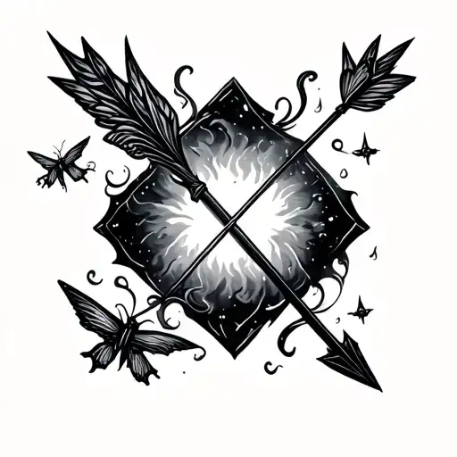 Arrow With Fireflies Around It