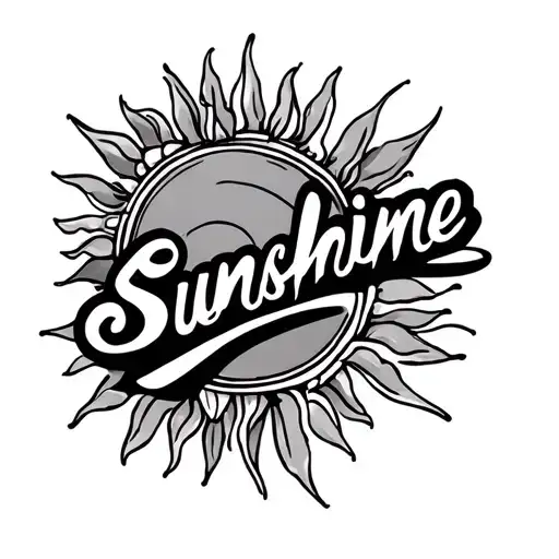 The Word Sunshine With A Design Around It
