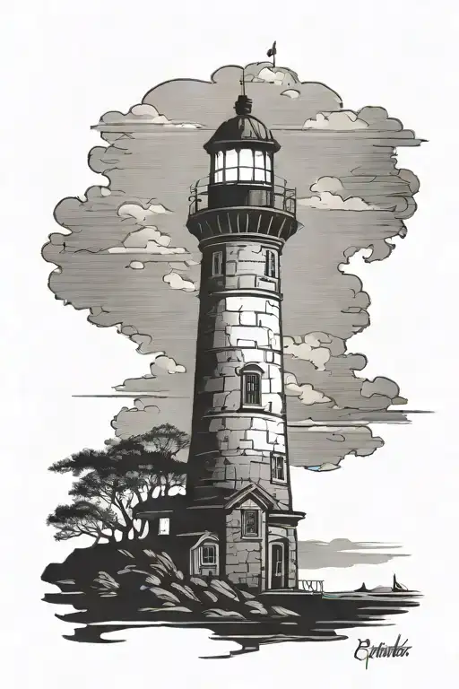 Lighthouse Silhouette Man