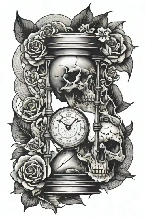 Hourglass With A Skull And A Rpm Gauge