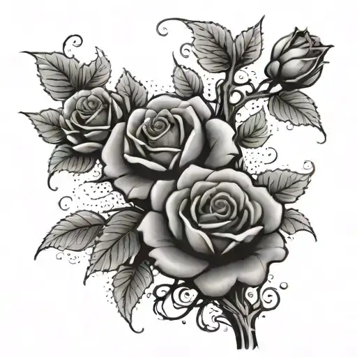 Tree And Roses Blooming