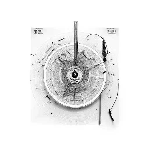 Vinyl Record With A Single Line Of Sheet Music Coming Out From The Top