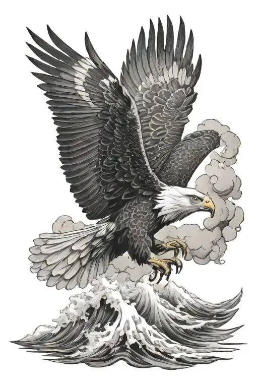 Eagle And Ocean Scene