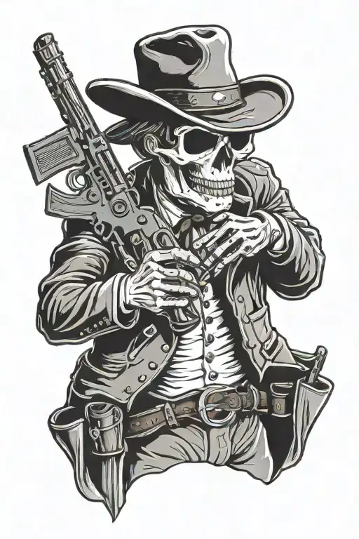 Doc Holliday Skeleton Cowboy Holding A Shotgun
