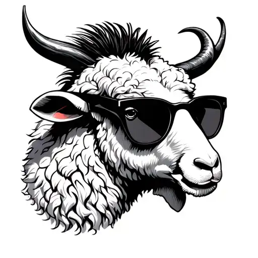 Black Sheep Head Sunglasses And Mohawk No Horns