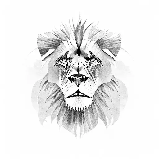 Chicago City With Sunset Background With A Lion Walking Over The City