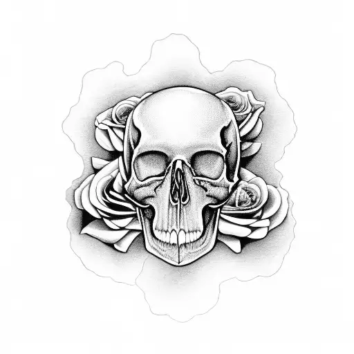 Half Human Girl Half Skull With Roses