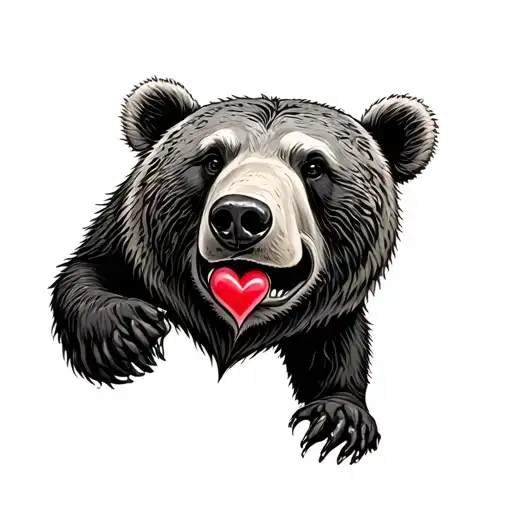 Bear With Heart In Mouth