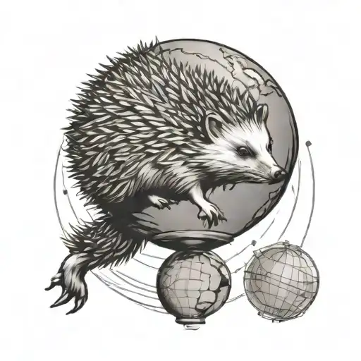 Generate A Tattoo Of A Hedgehog Running On A Globe