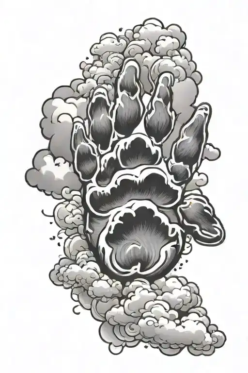 Dog Paw And Clouds Surrounding