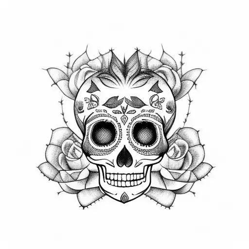 Sugar Skull And Cactus