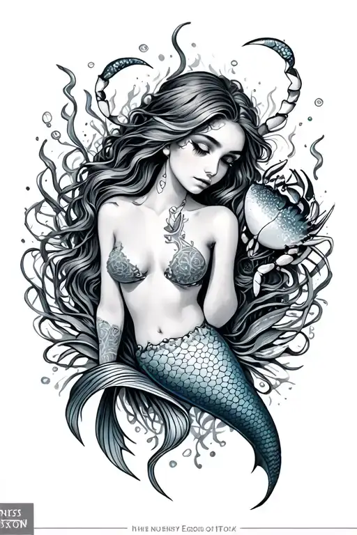 Ocean Theme With Mermaid And Crab