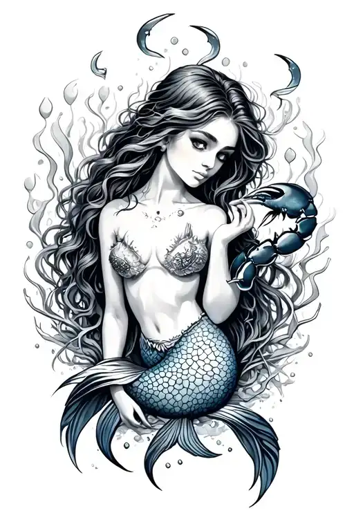 Ocean Theme With Mermaid And Crab