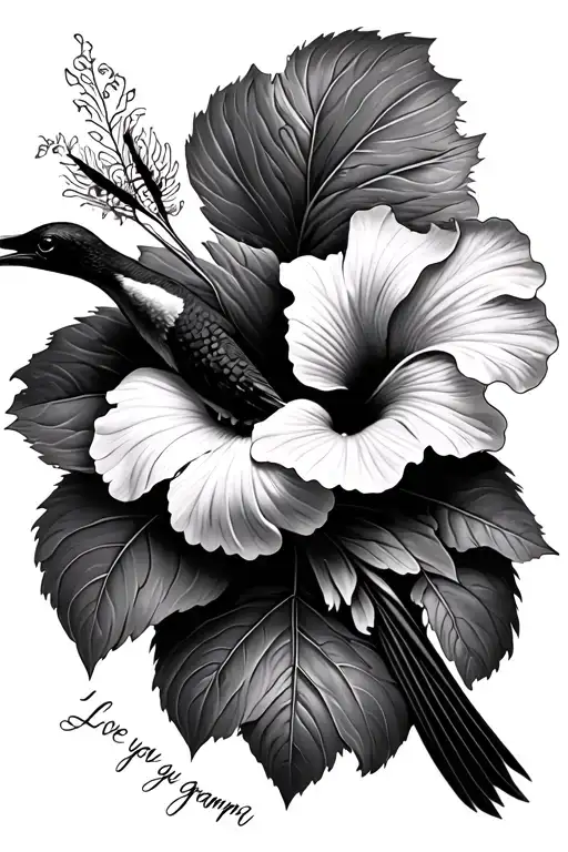Hibiscus Flower Humming Bird I Love You Grammy Love You Grampa