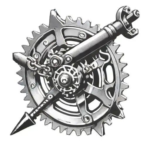 Chain Sprocket With Scuba Diver Holding A Spear Gun In The Middle Of The Sprocket
