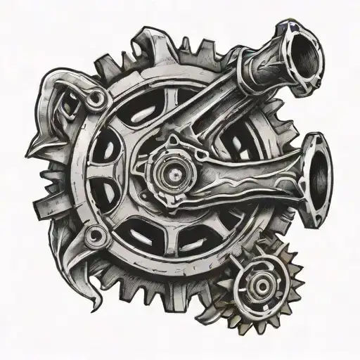 Chain Sprocket With Scuba Diver Holding A Spear Gun In The Middle Of The Sprocket