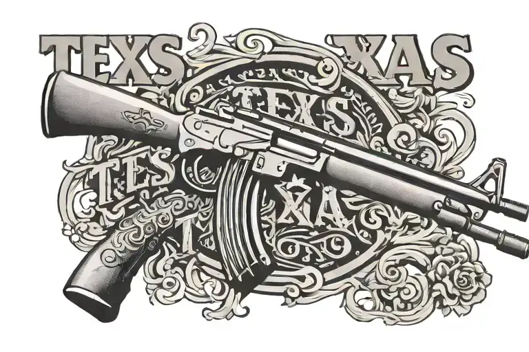 Texas Text With Rifle Behind