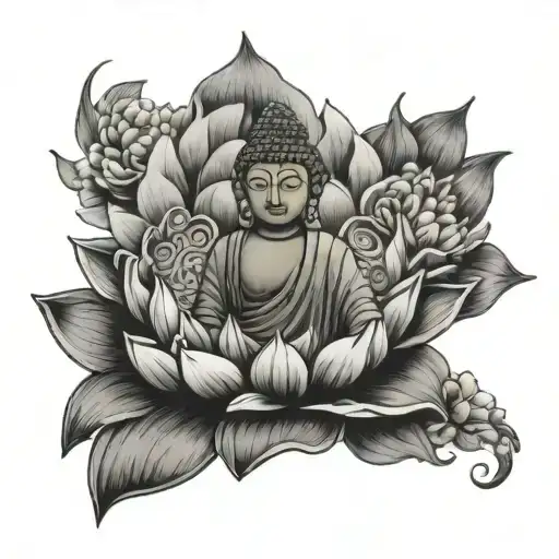Buddha On Loctus Flower Blooming