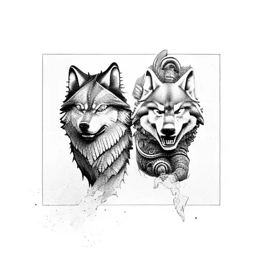 Statue Emperor Fighting Wolf