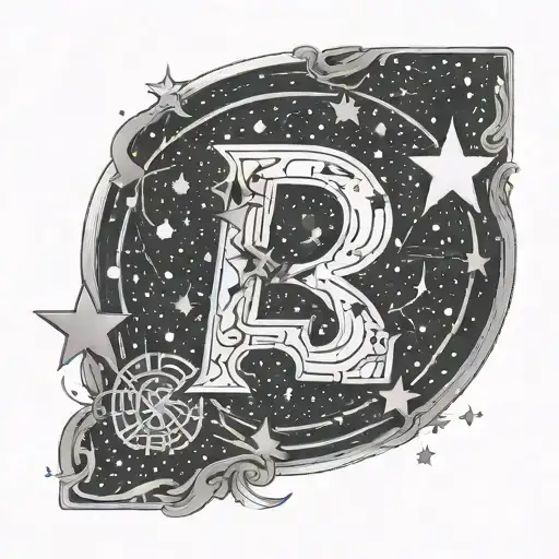 Letter D2 Surrounded By Star Constellations