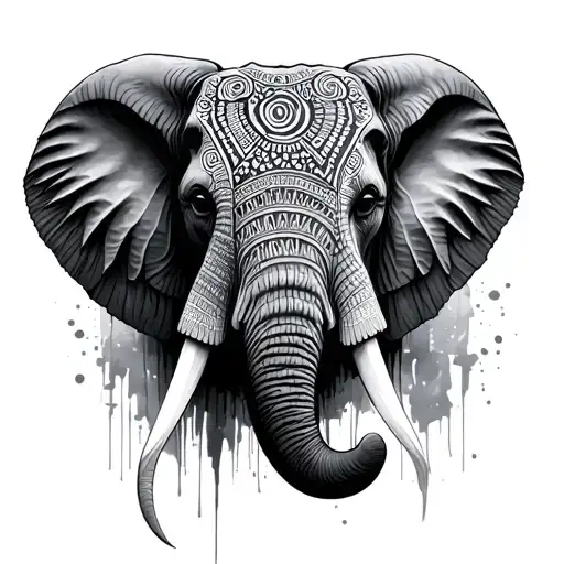 Elephant Head With South African Patterns Inspired