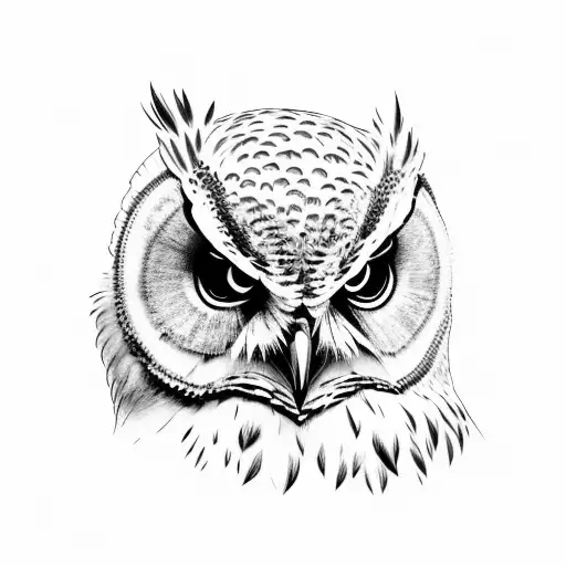 Front Of Angry Owl On Branch
