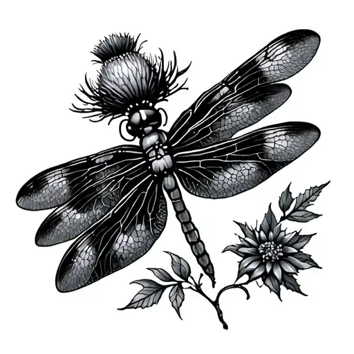 Dragonfly Scottish Thistle And A Book