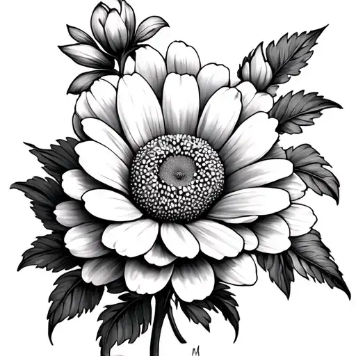 Daisy And Peony Flower For Brother Sister Tattoo Design