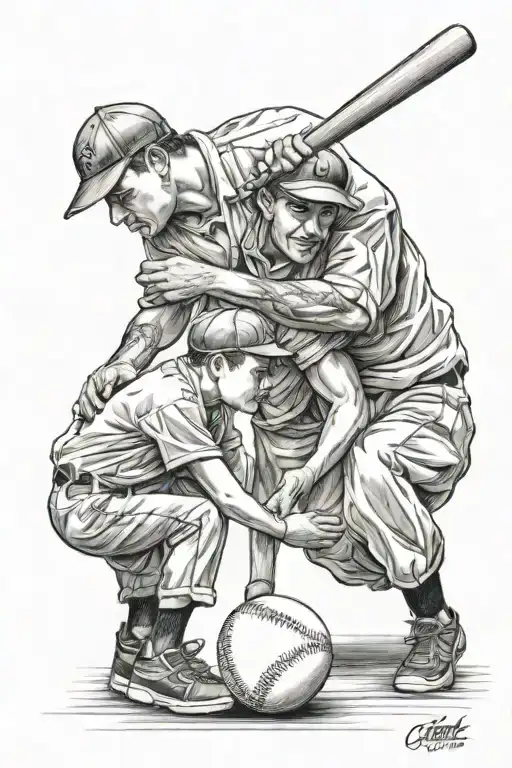 Baseball Father Son Playing