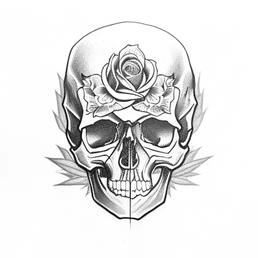 Skull With Rose With Tag Saying Dlkc
