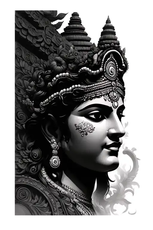 Hindu Mythology Temple Sculpture Full Sleeve