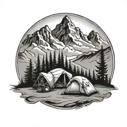 Mountains And Camping Tent