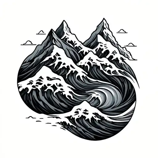 Wave Mountain Initials Intertwined