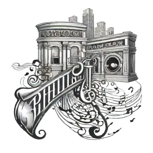 Music Notes Intertwined With Beale Street Scene