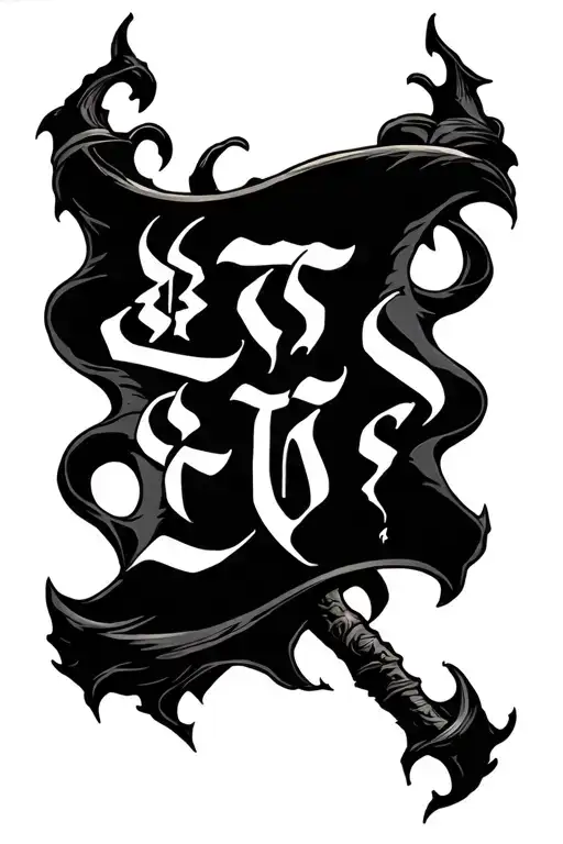 Black And White Demonic Scroll With Demon Language Written