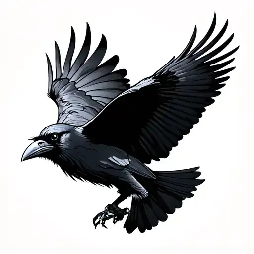 Raven Flying Front View