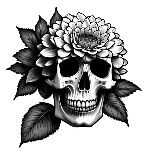 Dahlia Flower Skull Face