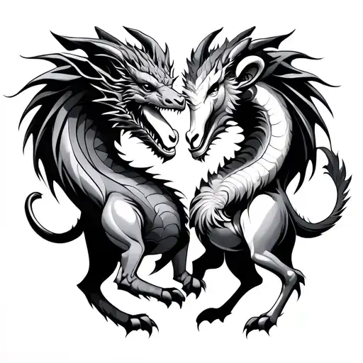 A Dragon And A Ram Circling Each Other