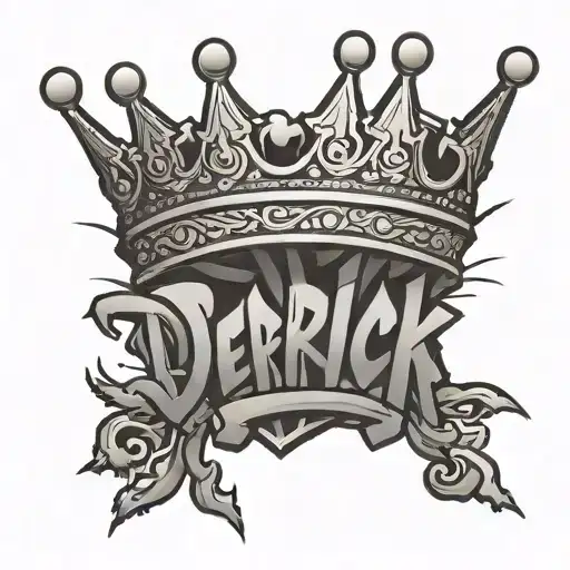 The Name Derick In Graffiti Style With A Crown Over The Name
