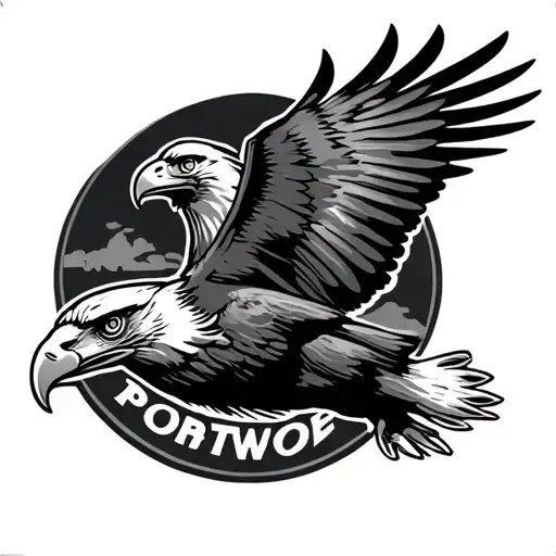 Tactical Police With Eagle Flying