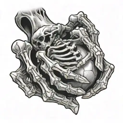 Skeleton Hand Holding A Ball Surrounded